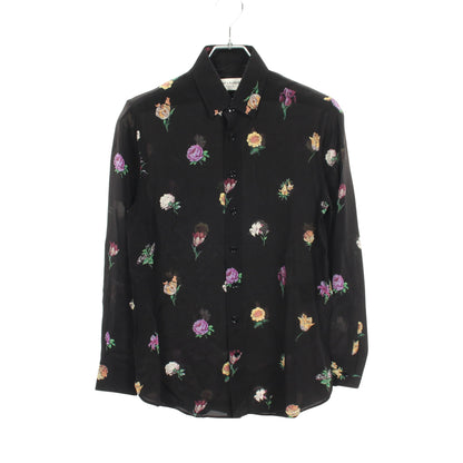 花柄 長袖 シャツ シルク ブラック マルチカラー サンローランパリ トップス SAINT LAURENT PARIS