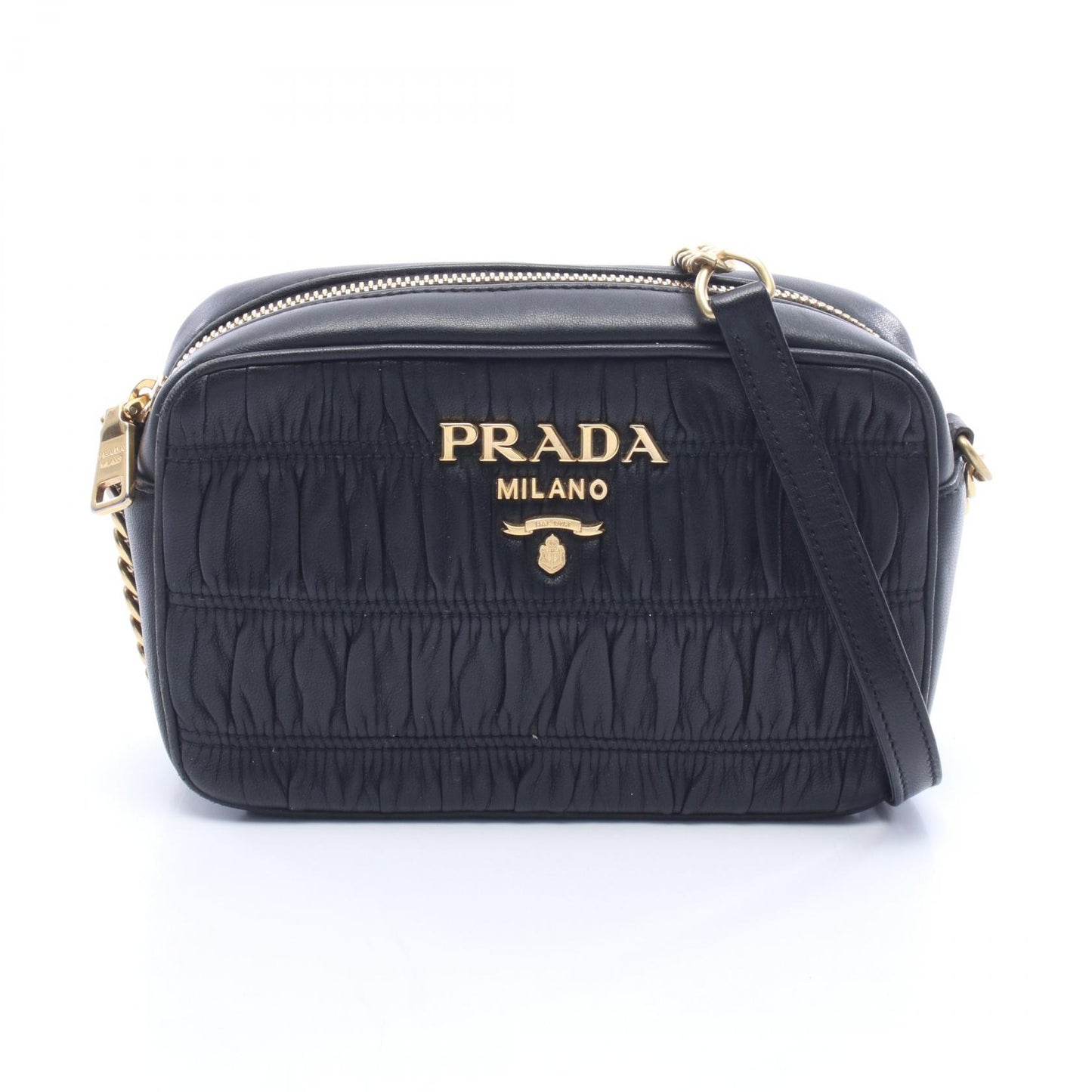NAPPA GAUFRE チェーンショルダーバッグ レザー ブラック プラダ バッグ PRADA