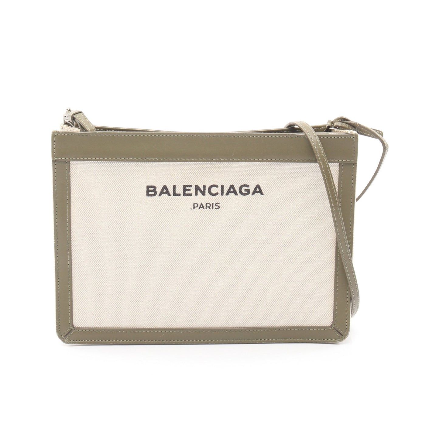 ネイビー ポシェット ショルダーバッグ キャンバス レザー オフホワイト カーキグリーン バレンシアガ バッグ BALENCIAGA
