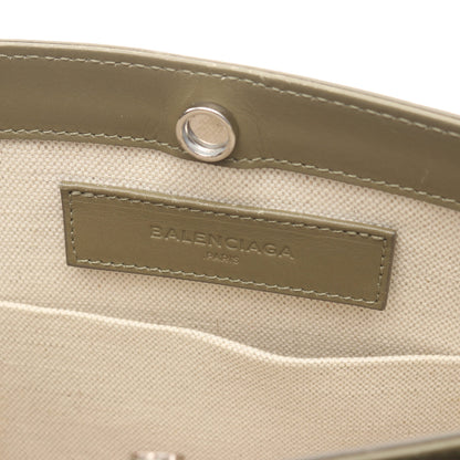 ネイビー ポシェット ショルダーバッグ キャンバス レザー オフホワイト カーキグリーン バレンシアガ バッグ BALENCIAGA