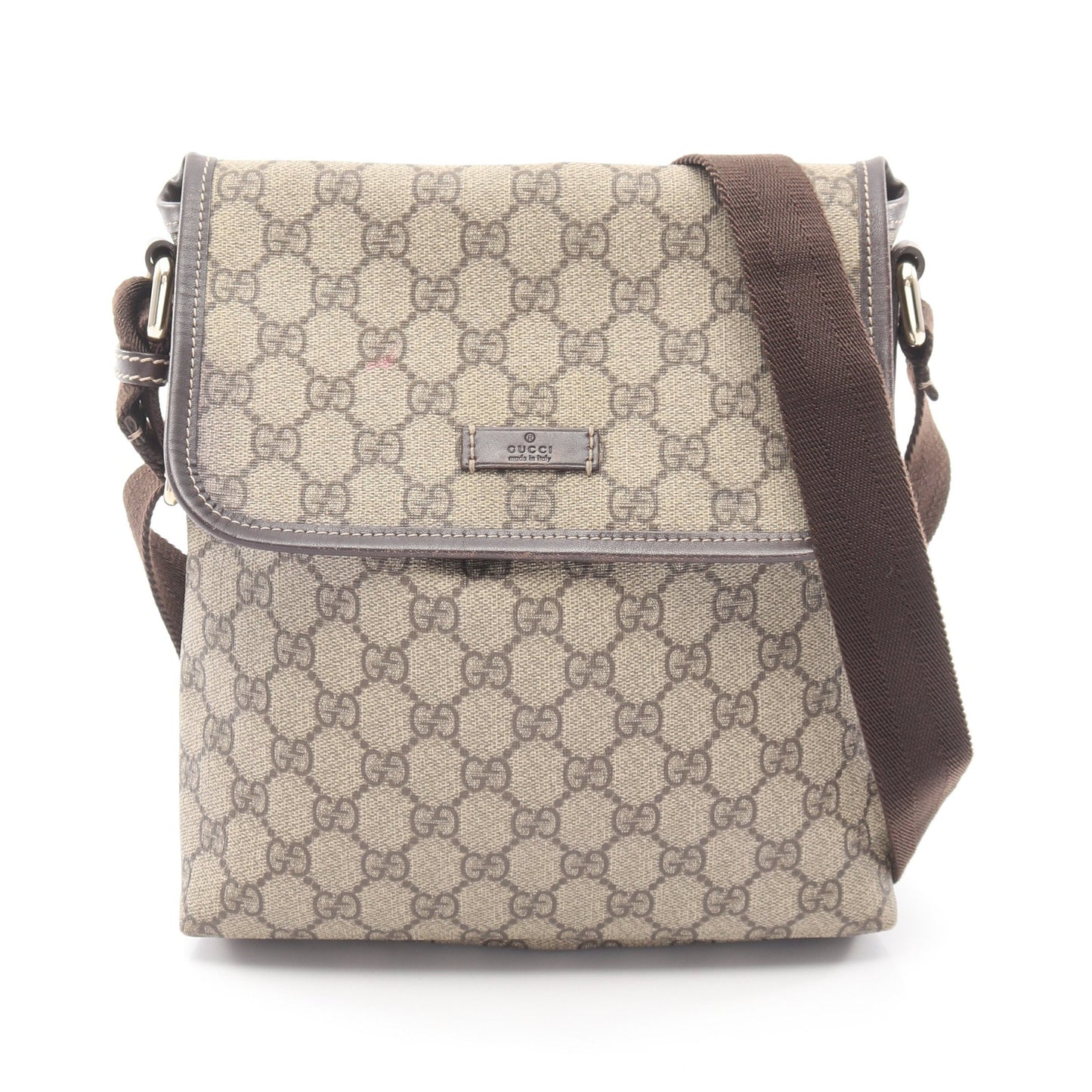 GGスプリーム ショルダーバッグ PVC レザー ベージュ ダークブラウン グッチ バッグ GUCCI