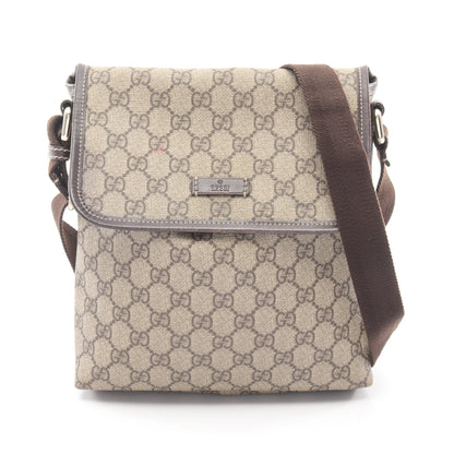 GGスプリーム ショルダーバッグ PVC レザー ベージュ ダークブラウン グッチ バッグ GUCCI