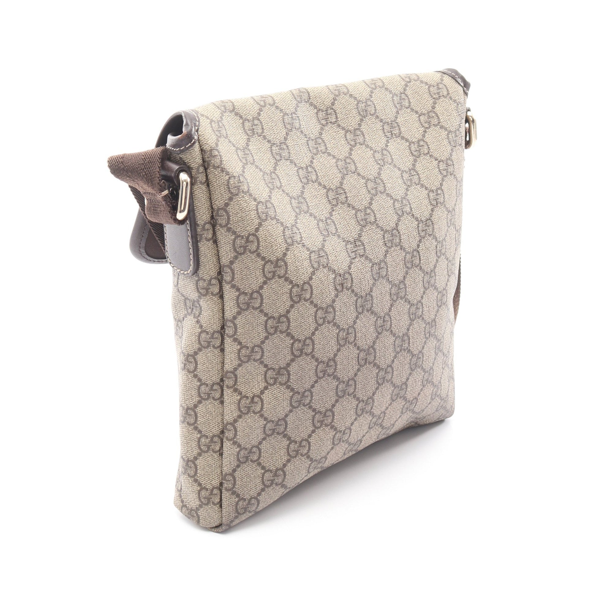GGスプリーム ショルダーバッグ PVC レザー ベージュ ダークブラウン グッチ バッグ GUCCI