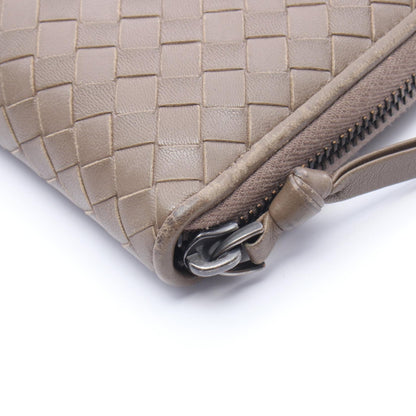イントレチャート ラウンドファスナー長財布 レザー グレーブラウン ボッテガヴェネタ 財布・小物 BOTTEGA VENETA