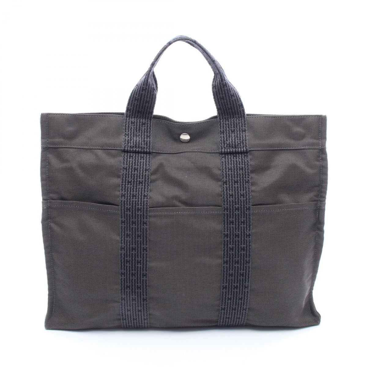 エールラインMM ハンドバッグ トートバッグ ナイロンキャンバス ダークグレー シルバー金具 エルメス バッグ HERMES