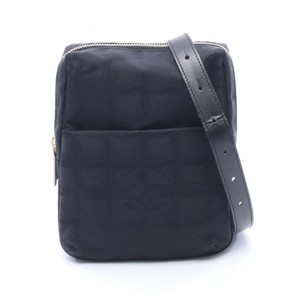 ニュートラベルライン ショルダーバッグ ナイロンキャンバス レザー ブラック ゴールド金具 シャネル バッグ CHANEL