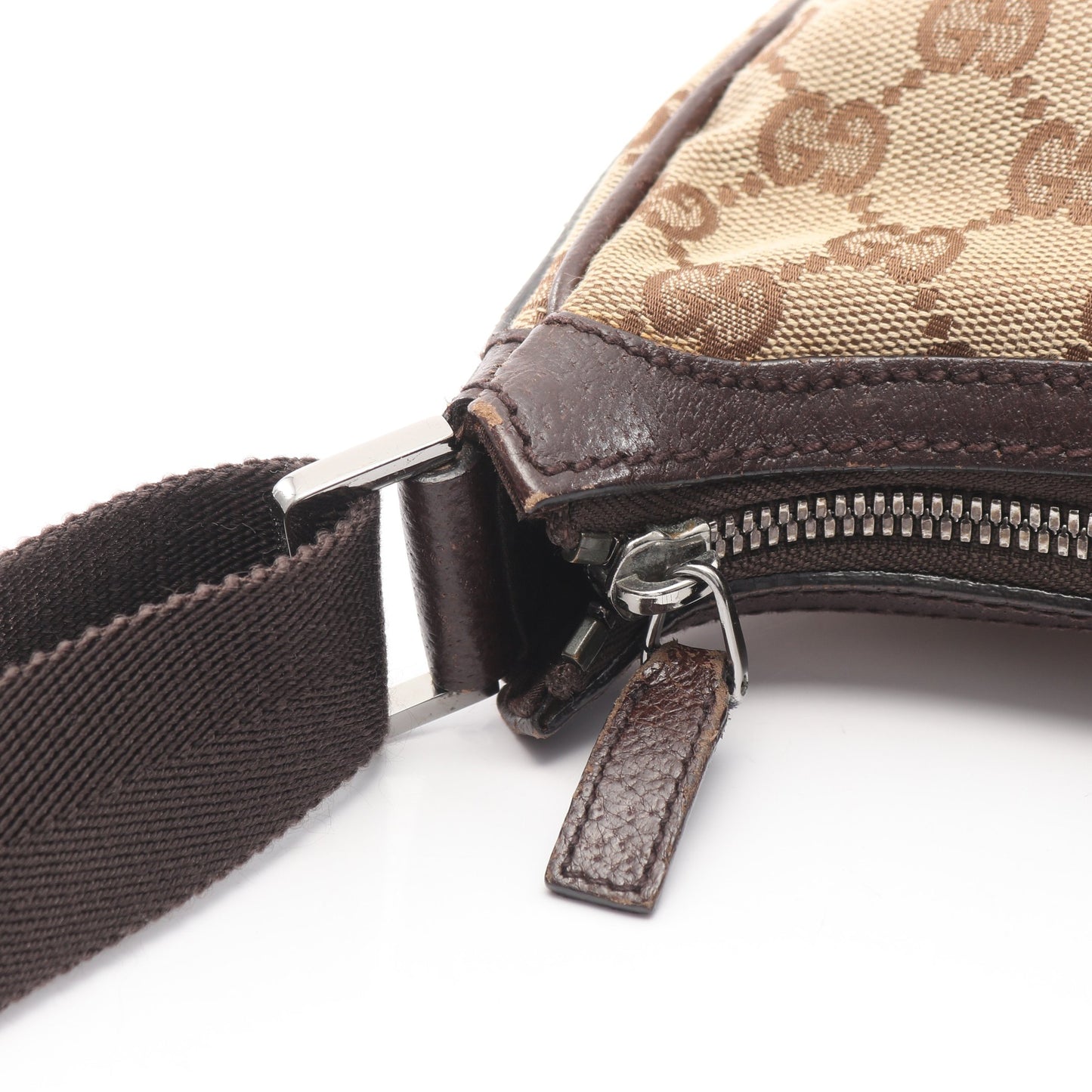 GGキャンバス ショルダーバッグ キャンバス レザー ライトベージュ ダークブラウン グッチ バッグ GUCCI