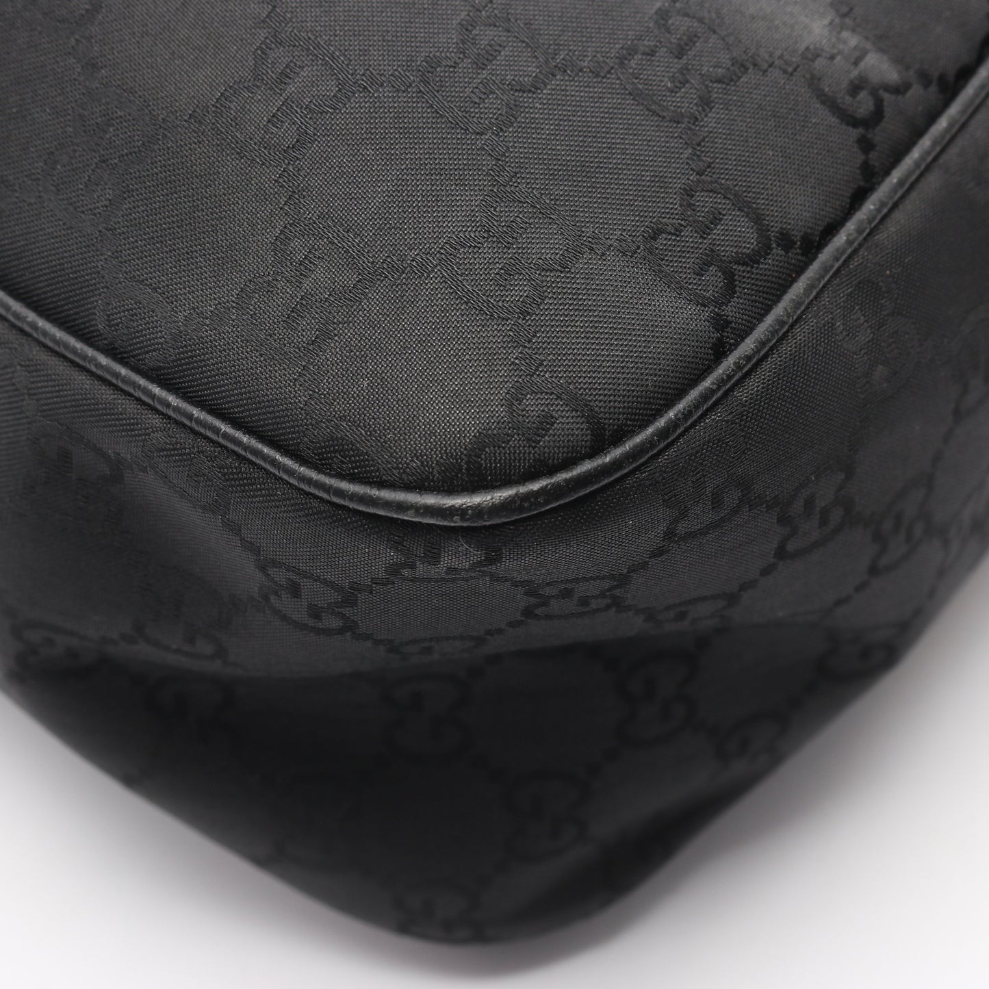 GGナイロン ワンショルダーバッグ ナイロン レザー ブラック グッチ バッグ GUCCI