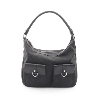 GGナイロン ワンショルダーバッグ ナイロン レザー ブラック グッチ バッグ GUCCI