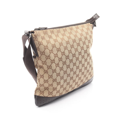 GGキャンバス ショルダーバッグ キャンバス レザー ベージュ ブラウン グッチ バッグ GUCCI