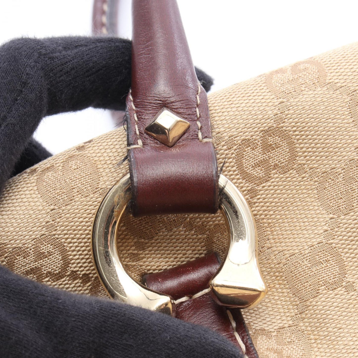 GGキャンバス ハンドバッグ ミニボストンバッグ キャンバス レザー ベージュ ブラウン グッチ バッグ GUCCI