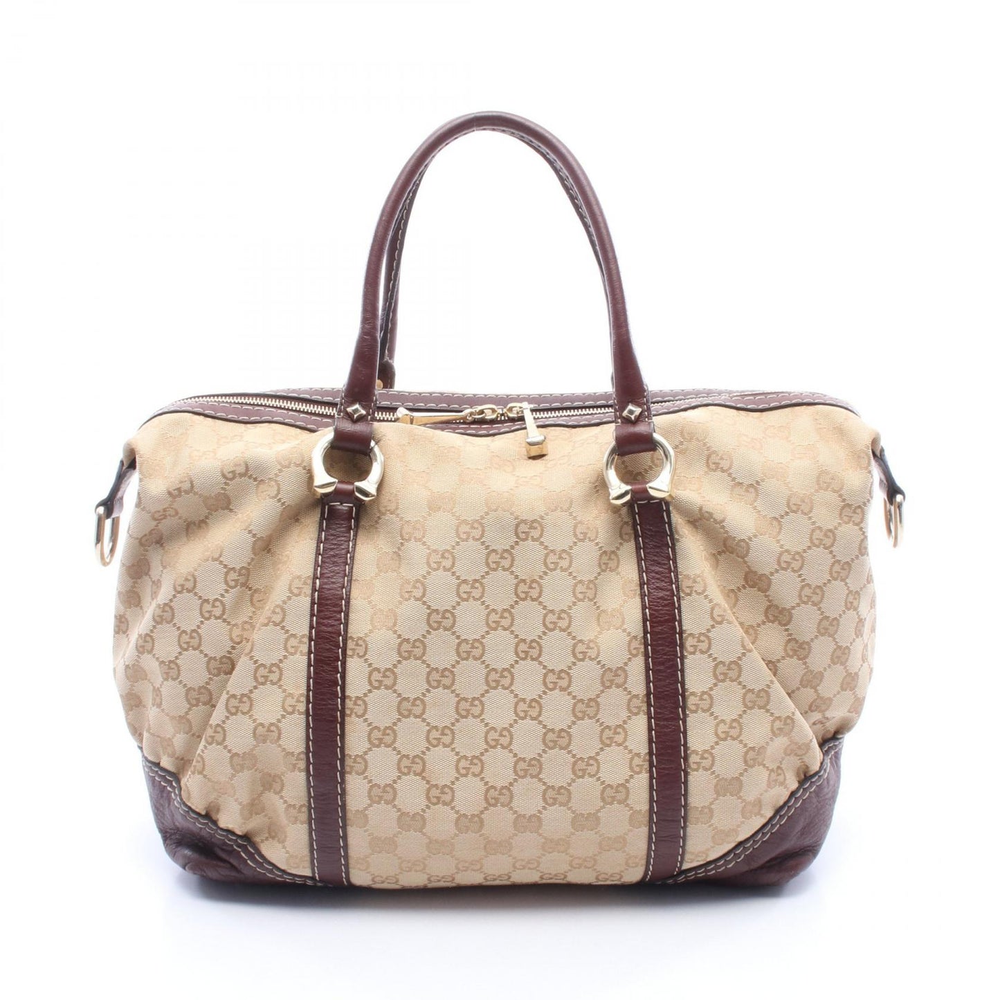 GGキャンバス ハンドバッグ ミニボストンバッグ キャンバス レザー ベージュ ブラウン グッチ バッグ GUCCI