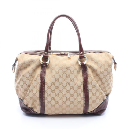 GGキャンバス ハンドバッグ ミニボストンバッグ キャンバス レザー ベージュ ブラウン グッチ バッグ GUCCI