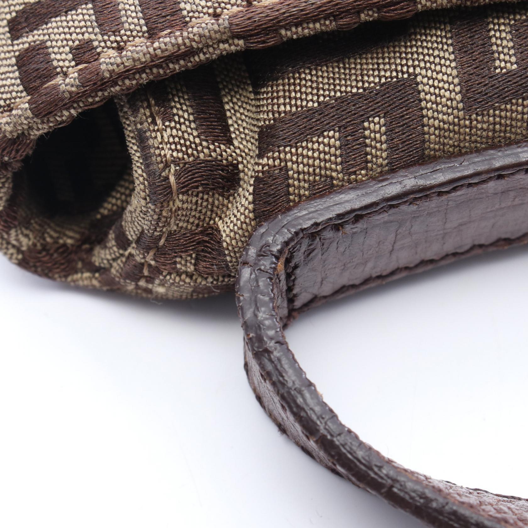 ズッキーノ ショルダーバッグ キャンバス レザー ベージュ ダークブラウン フェンディ バッグ FENDI