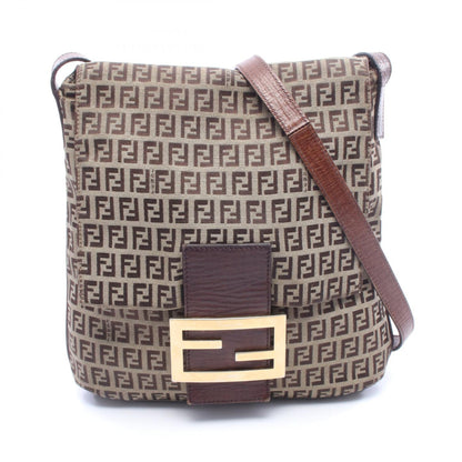 ズッキーノ ショルダーバッグ キャンバス レザー ベージュ ダークブラウン フェンディ バッグ FENDI