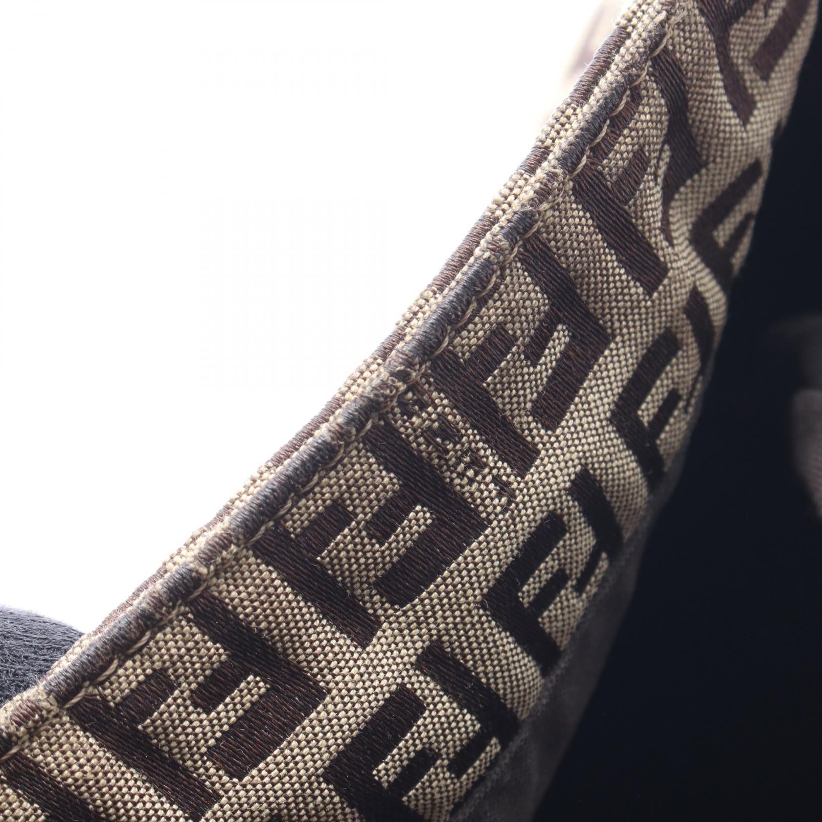 ズッキーノ ショルダーバッグ キャンバス レザー ベージュ ダークブラウン フェンディ バッグ FENDI