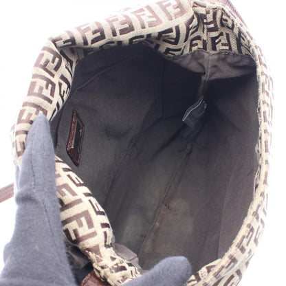 ズッキーノ ショルダーバッグ キャンバス レザー ベージュ ダークブラウン フェンディ バッグ FENDI