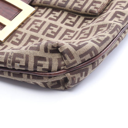 ズッキーノ ショルダーバッグ キャンバス レザー ベージュ ダークブラウン フェンディ バッグ FENDI