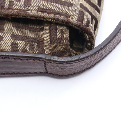 ズッキーノ ショルダーバッグ キャンバス レザー ベージュ ダークブラウン フェンディ バッグ FENDI