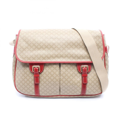 マカダム ショルダーバッグ PVC レザー ベージュ レッド セリーヌ バッグ CELINE