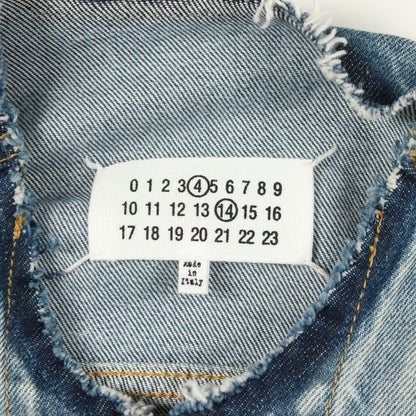 ノーカラー デニムジャケット コットン ブルー メゾンマルジェラ 4 14 アウター Maison Margiela 4 14