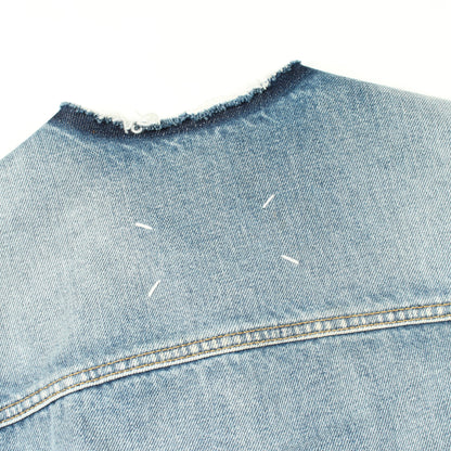 ノーカラー デニムジャケット コットン ブルー メゾンマルジェラ 4 14 アウター Maison Margiela 4 14
