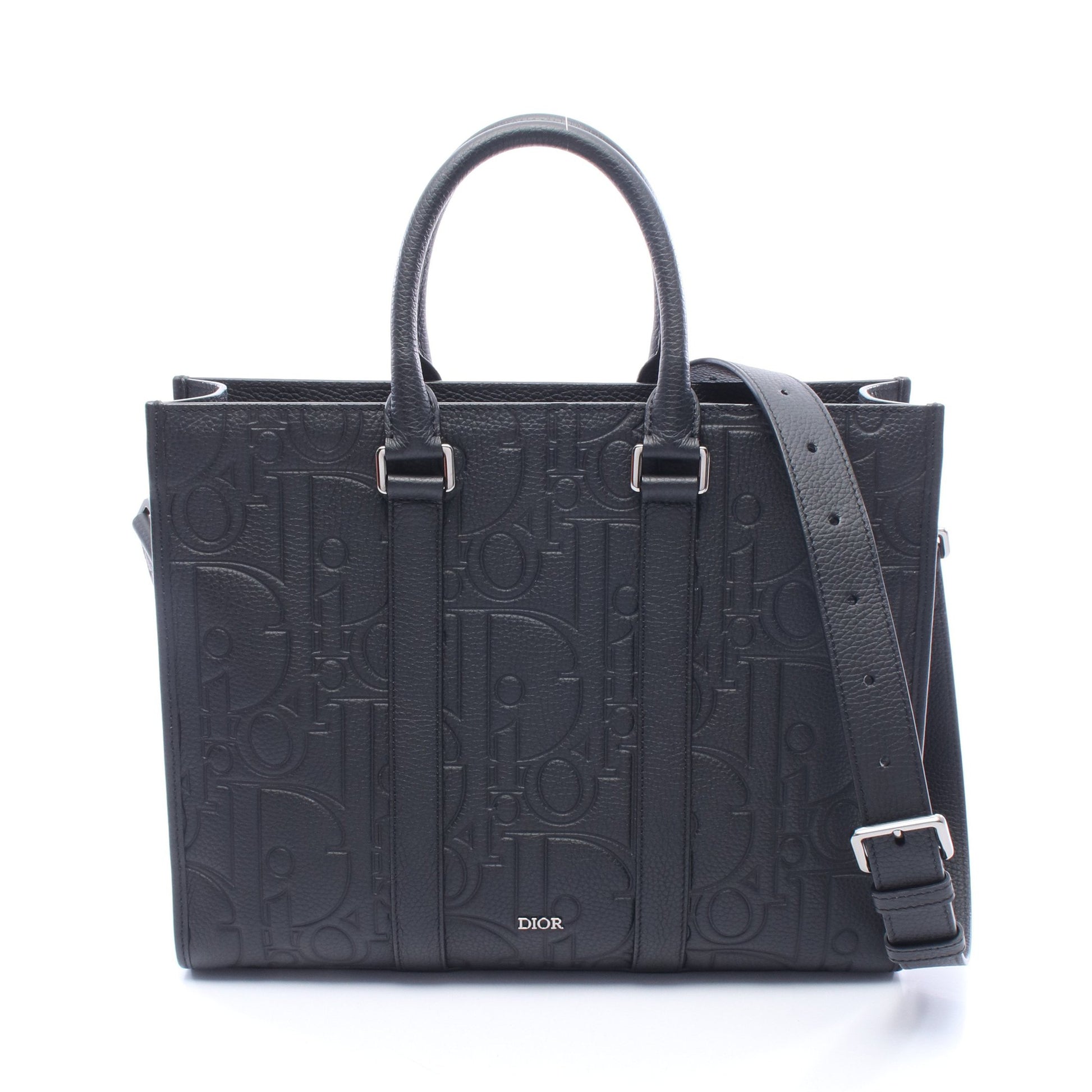 グラビティ East-West ミディアム 2WAY ハンドバッグ トートバッグ レザー ブラック クリスチャンディオール バッグ Christian Dior