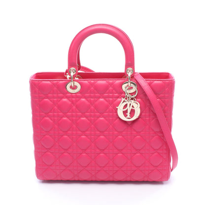レディディオール ラージ 2WAY ハンドバッグ レザー ピンク クリスチャンディオール バッグ Christian Dior
