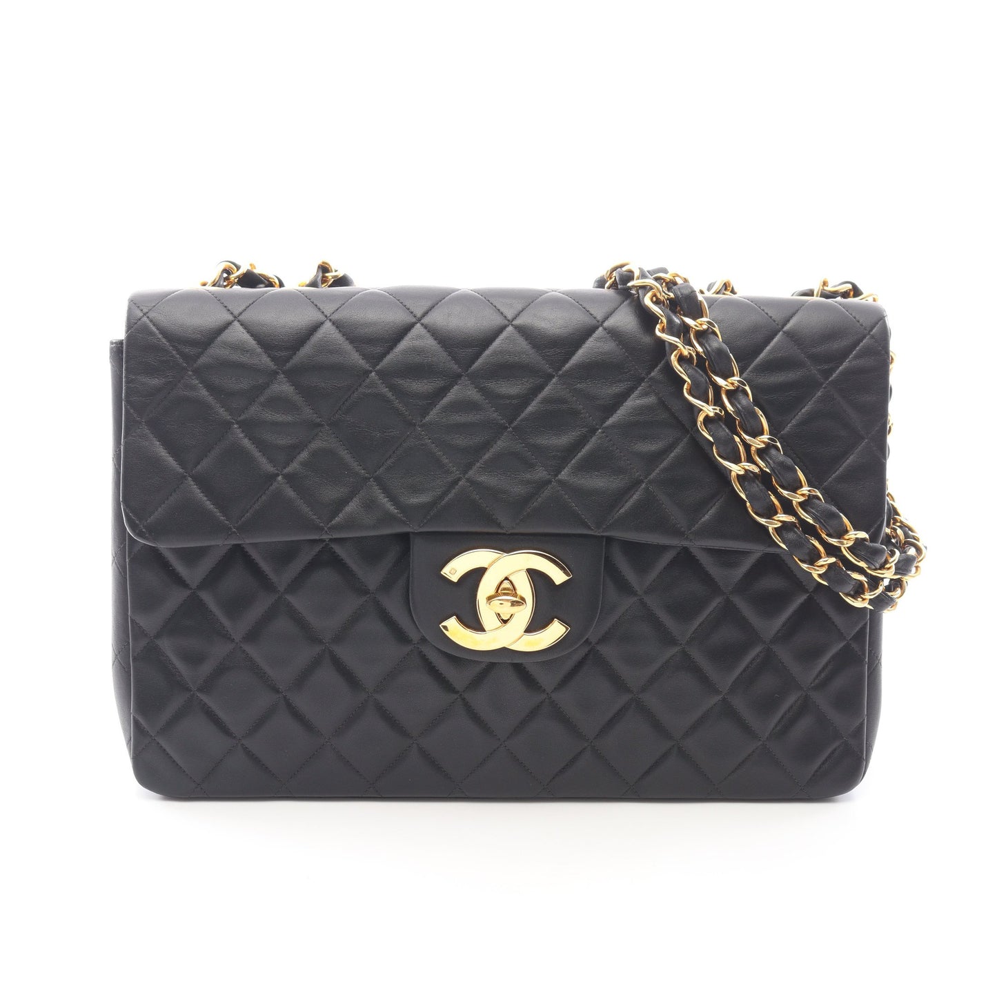 デカマトラッセ34 Wチェーンショルダーバッグ ラムスキン ブラック ゴールド金具 シャネル バッグ CHANEL