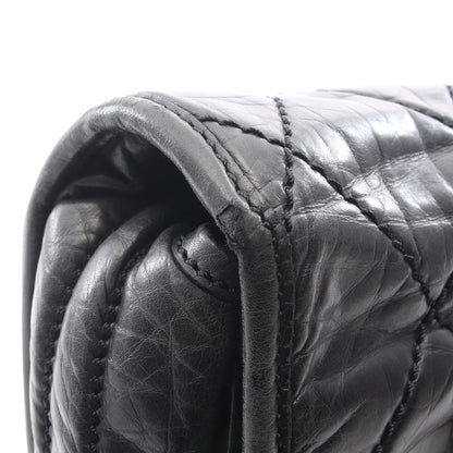 ワイルドステッチ ショルダーバッグ エイジドカーフスキン ブラック シルバー金具 シャネル バッグ CHANEL