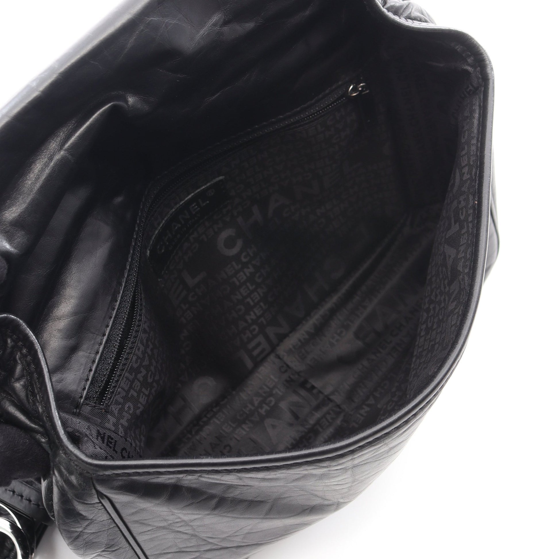 ワイルドステッチ ショルダーバッグ エイジドカーフスキン ブラック シルバー金具 シャネル バッグ CHANEL