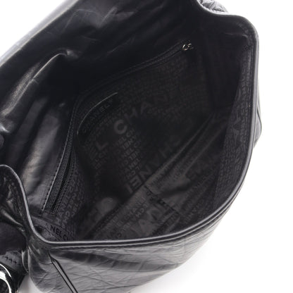 ワイルドステッチ ショルダーバッグ エイジドカーフスキン ブラック シルバー金具 シャネル バッグ CHANEL