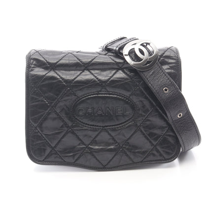 ワイルドステッチ ショルダーバッグ エイジドカーフスキン ブラック シルバー金具 シャネル バッグ CHANEL