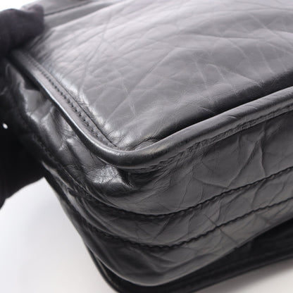 ワイルドステッチ ショルダーバッグ エイジドカーフスキン ブラック シルバー金具 シャネル バッグ CHANEL