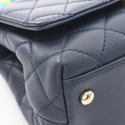 ココハンドルXXS トップハンドル 2WAY ハンドバッグ レザー ネイビー マルチカラー ゴールド金具 シャネル バッグ CHANEL