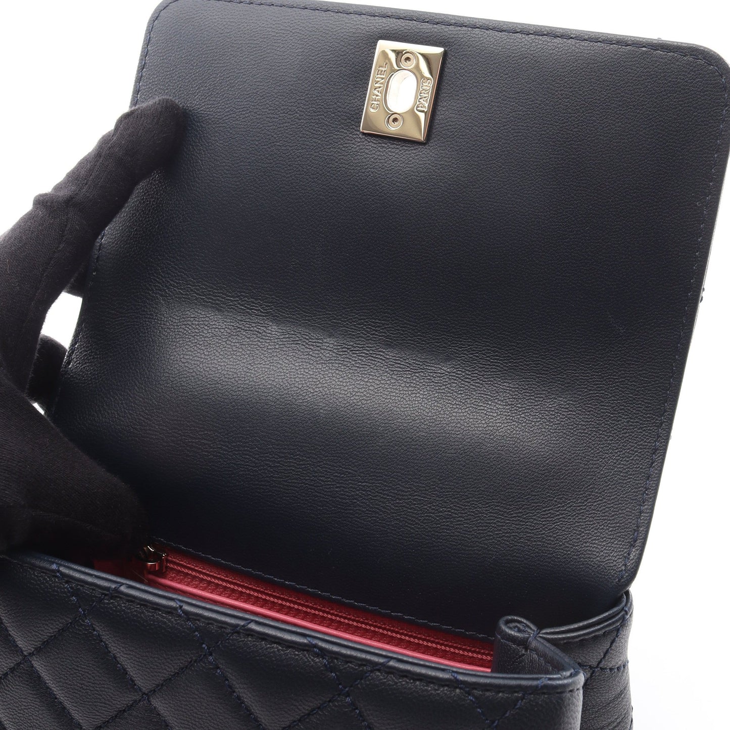 ココハンドルXXS トップハンドル 2WAY ハンドバッグ レザー ネイビー マルチカラー ゴールド金具 シャネル バッグ CHANEL
