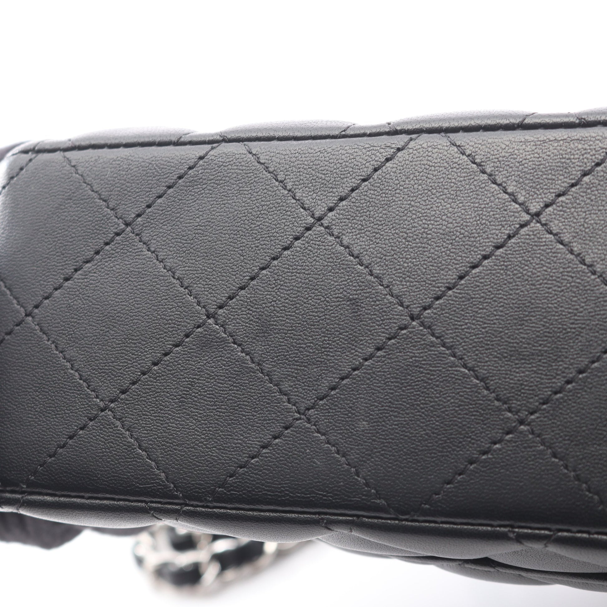 マトラッセ Wフラップ Wチェーンショルダーバッグ ラムスキン ブラック シルバー金具 シャネル バッグ CHANEL