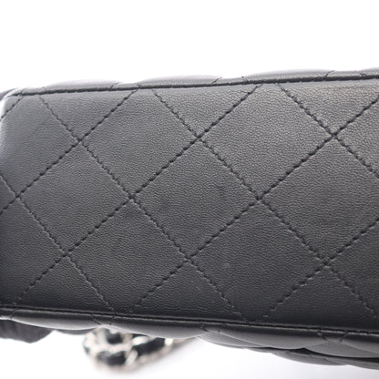 マトラッセ Wフラップ Wチェーンショルダーバッグ ラムスキン ブラック シルバー金具 シャネル バッグ CHANEL