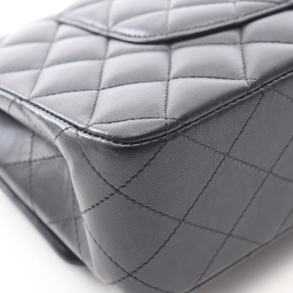 マトラッセ Wフラップ Wチェーンショルダーバッグ ラムスキン ブラック シルバー金具 シャネル バッグ CHANEL