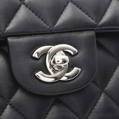 マトラッセ Wフラップ Wチェーンショルダーバッグ ラムスキン ブラック シルバー金具 シャネル バッグ CHANEL