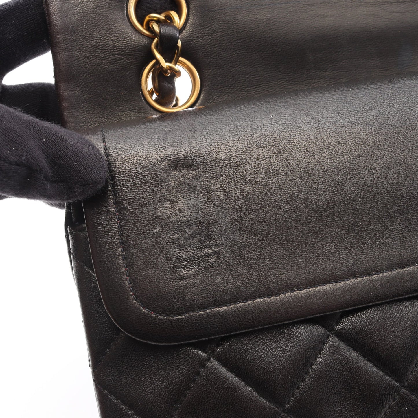 マトラッセ Wフラップ Wチェーンショルダーバッグ ラムスキン ブラック ゴールド金具 シャネル バッグ CHANEL