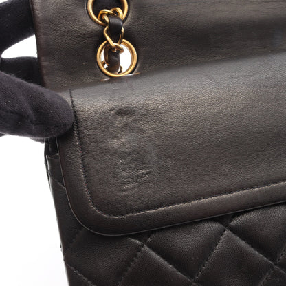 マトラッセ Wフラップ Wチェーンショルダーバッグ ラムスキン ブラック ゴールド金具 シャネル バッグ CHANEL