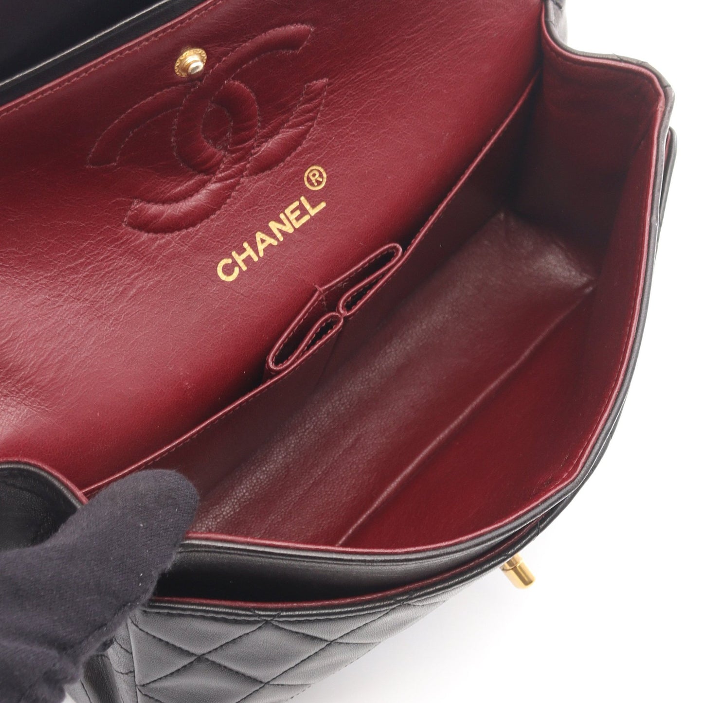 マトラッセ Wフラップ Wチェーンショルダーバッグ ラムスキン ブラック ゴールド金具 シャネル バッグ CHANEL