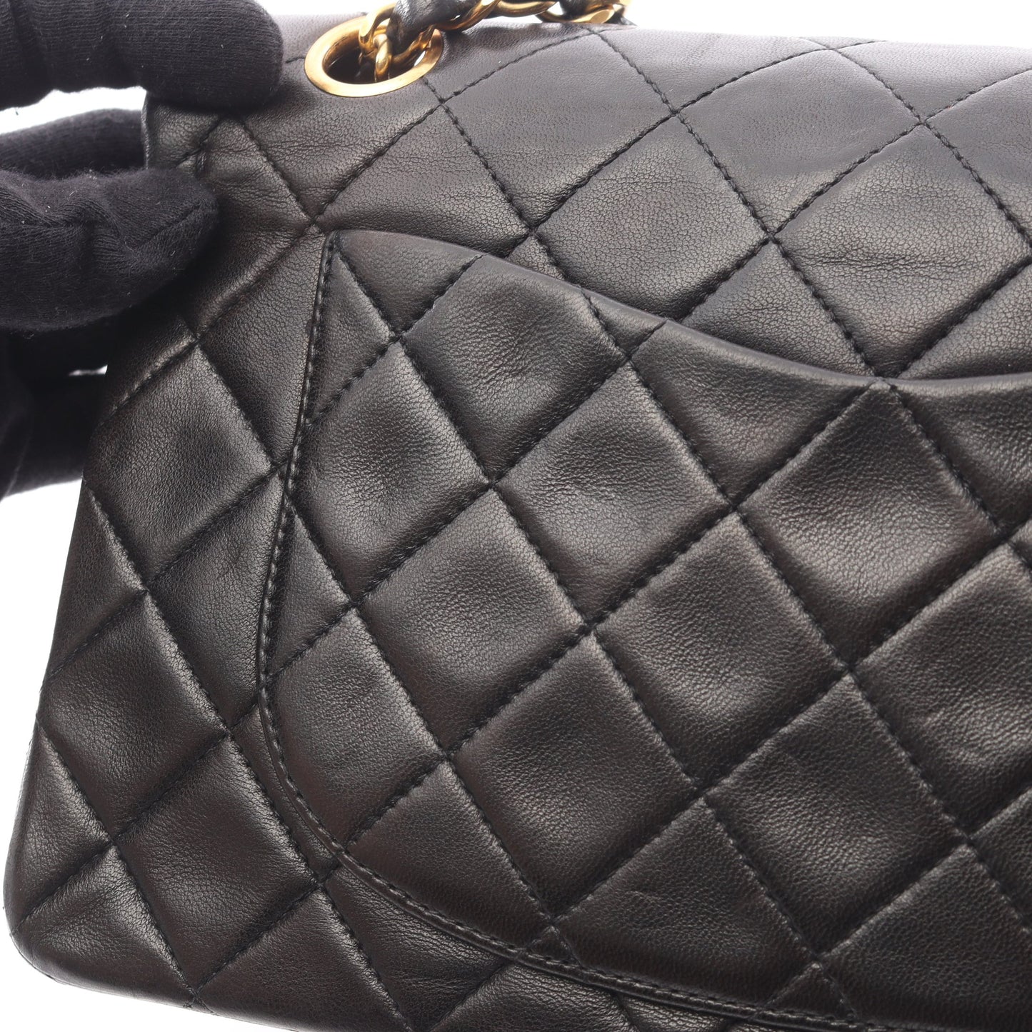 マトラッセ Wフラップ Wチェーンショルダーバッグ ラムスキン ブラック ゴールド金具 シャネル バッグ CHANEL