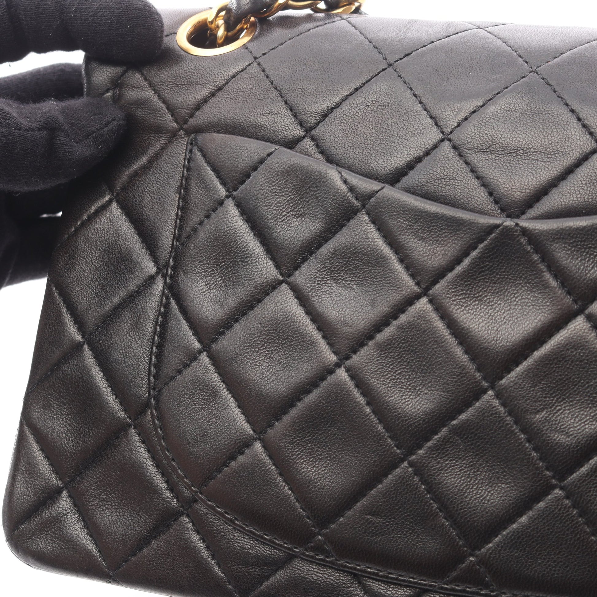 マトラッセ Wフラップ Wチェーンショルダーバッグ ラムスキン ブラック ゴールド金具 シャネル バッグ CHANEL