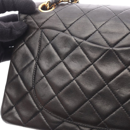 マトラッセ Wフラップ Wチェーンショルダーバッグ ラムスキン ブラック ゴールド金具 シャネル バッグ CHANEL