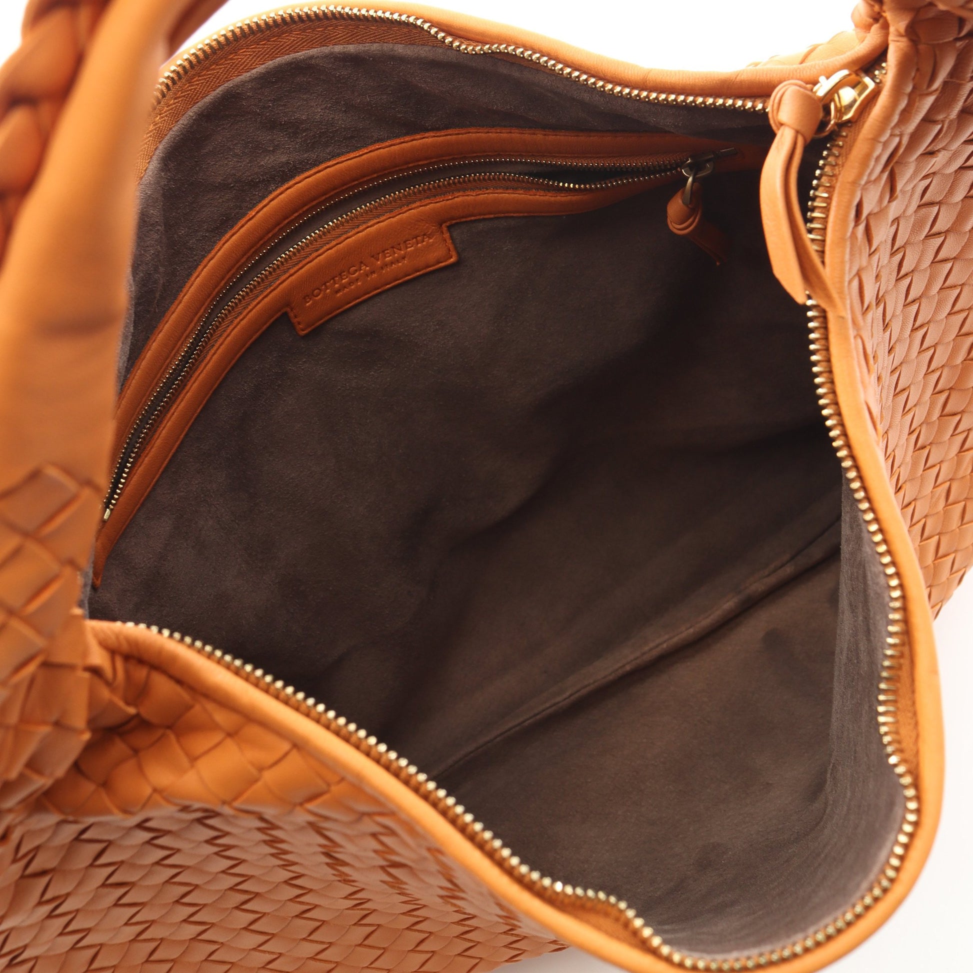 イントレチャート ワンショルダーバッグ レザー オレンジブラウン ボッテガヴェネタ バッグ BOTTEGA VENETA