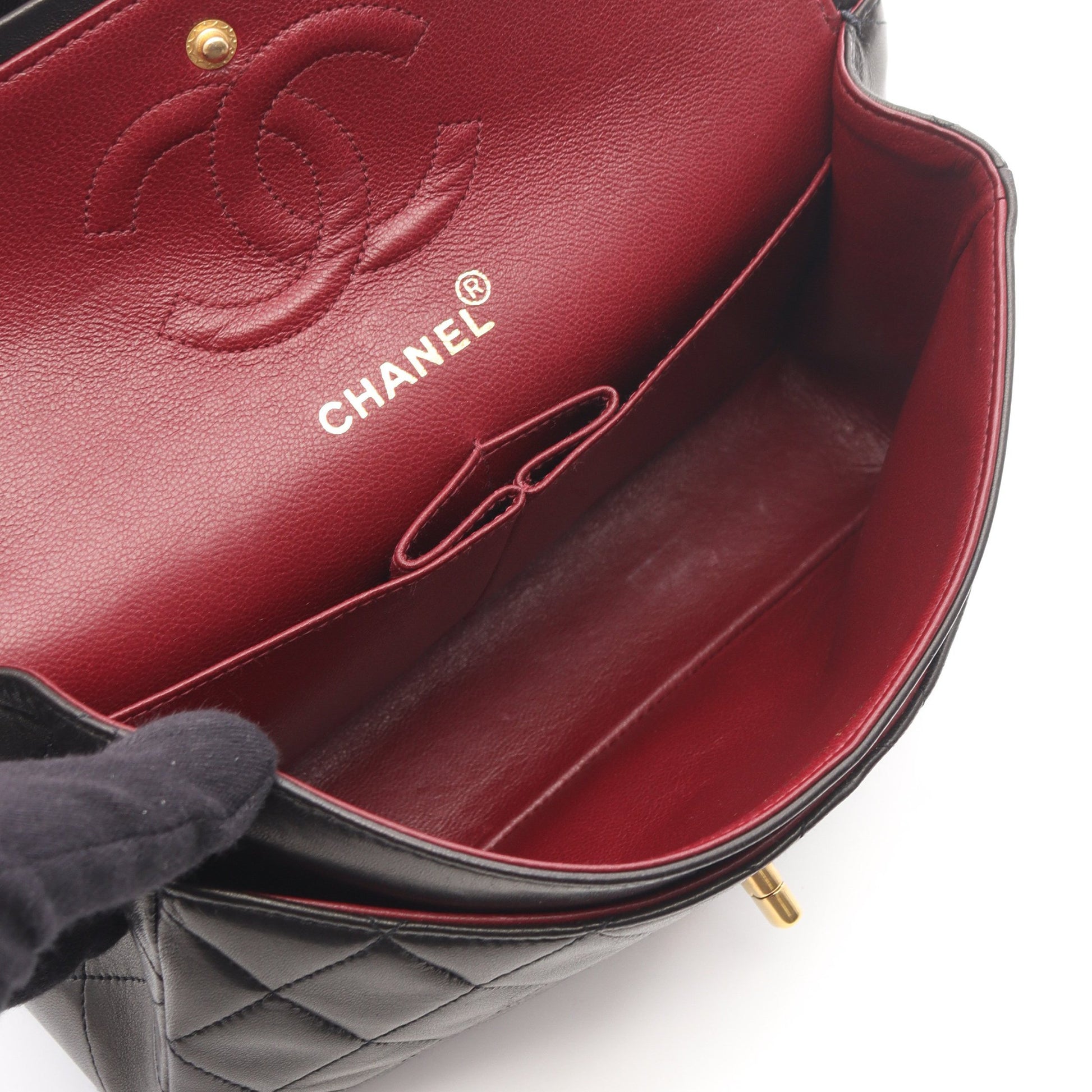 マトラッセ Wフラップ Wチェーンショルダーバッグ ラムスキン ブラック ゴールド金具 シャネル バッグ CHANEL