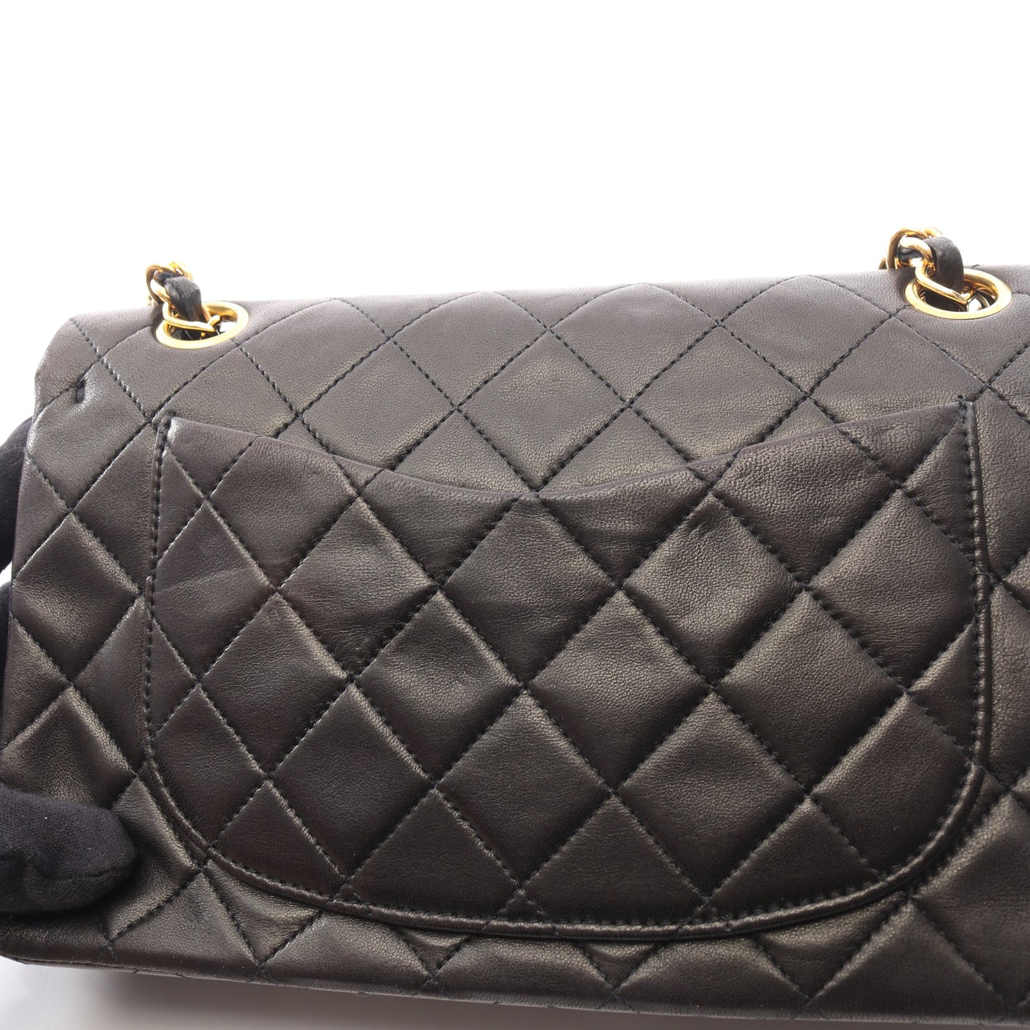 マトラッセ Wフラップ Wチェーンショルダーバッグ ラムスキン ブラック ゴールド金具 シャネル バッグ CHANEL