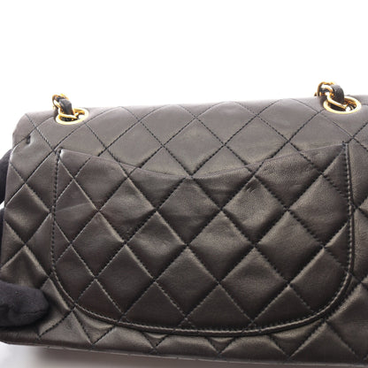 マトラッセ Wフラップ Wチェーンショルダーバッグ ラムスキン ブラック ゴールド金具 シャネル バッグ CHANEL
